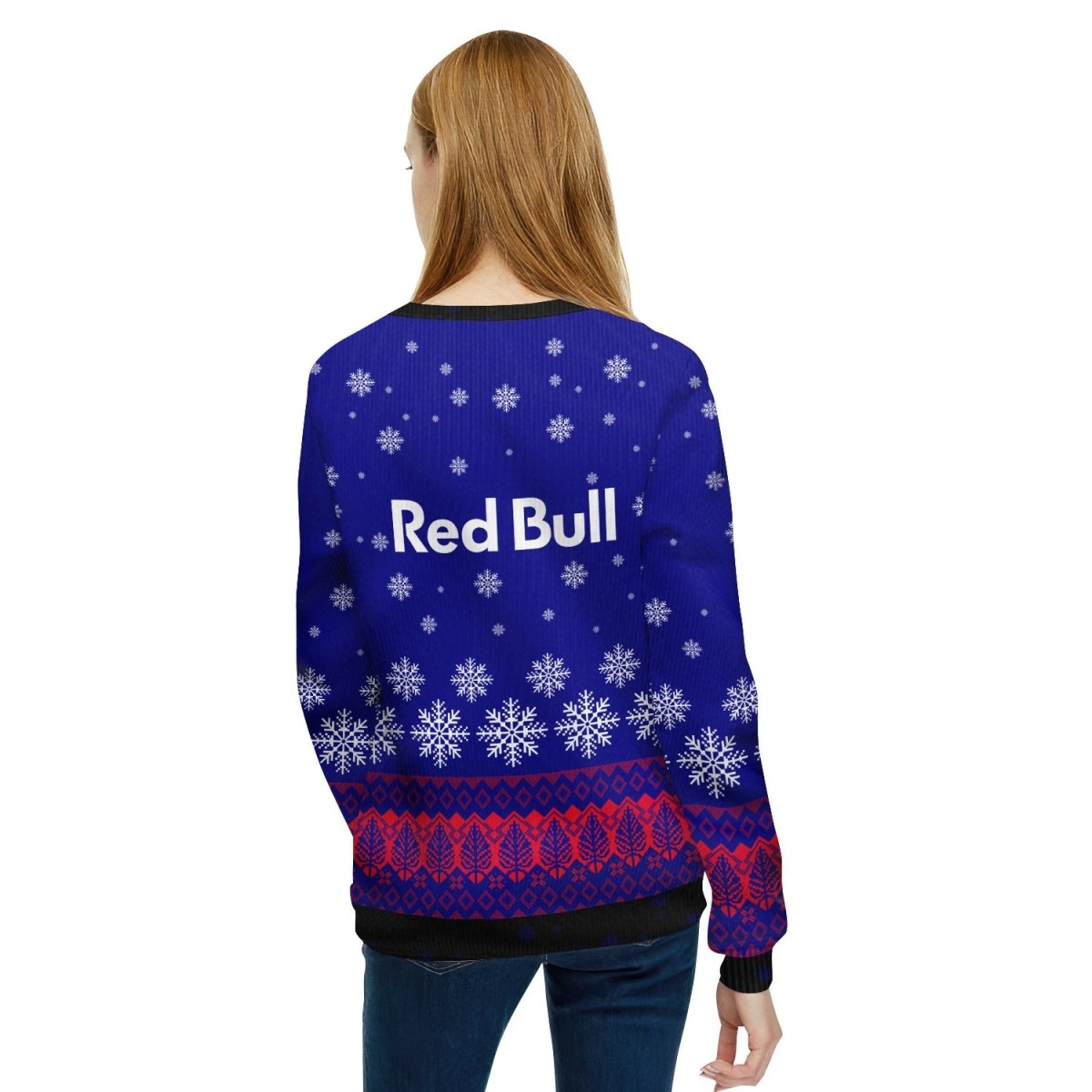 Red Bull Christmas Snowing Reindeer Ugly Sweater - Flexiquor.com