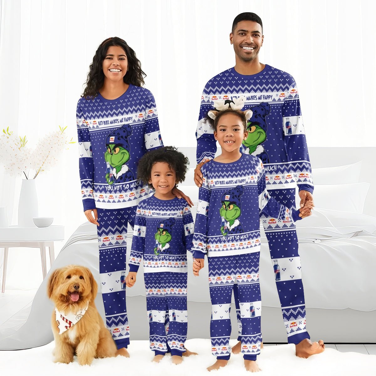 Red Bull Make Grinch Happy Family Pajamas Set - Flexiquor.com