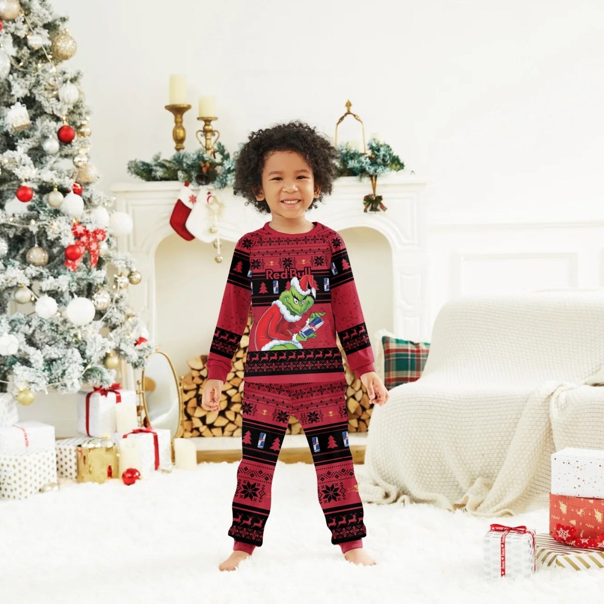 Red Bull Santa Grinch Family Pajamas Set - Flexiquor.com