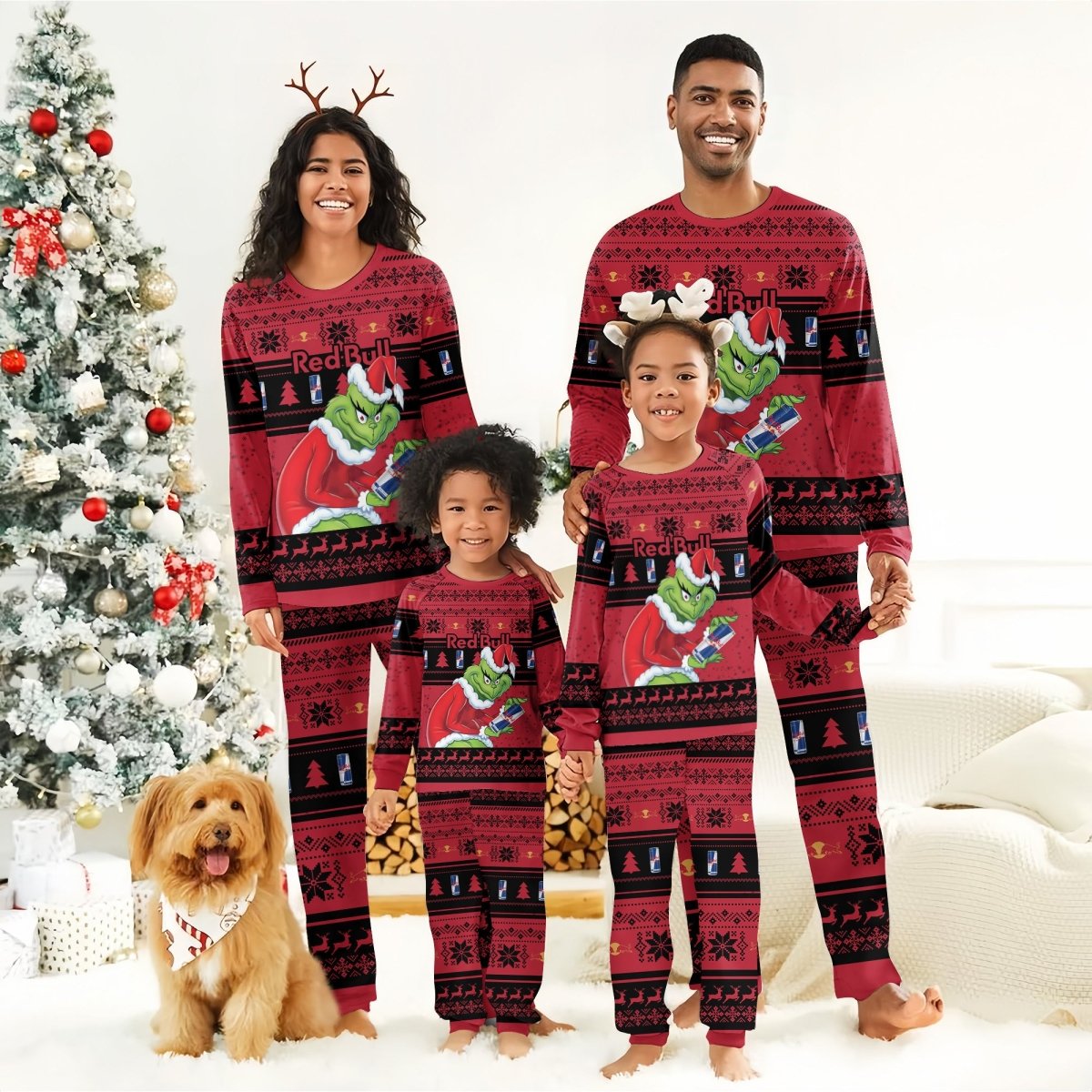 Red Bull Santa Grinch Family Pajamas Set - Flexiquor.com