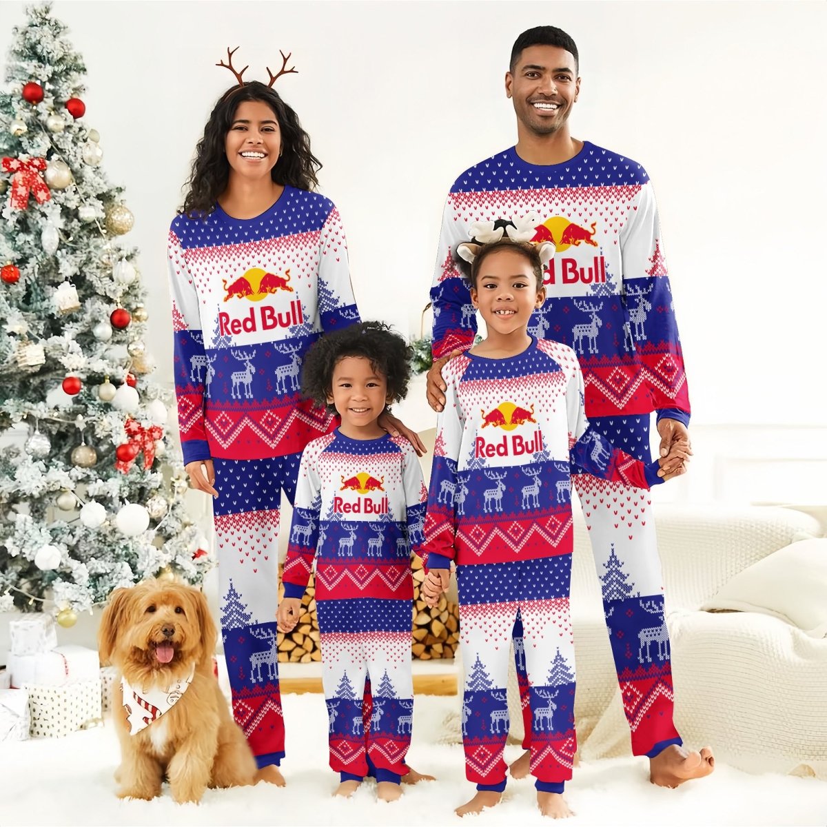 Red Bull Winter Reindeer Family Pajamas Set - Flexiquor.com