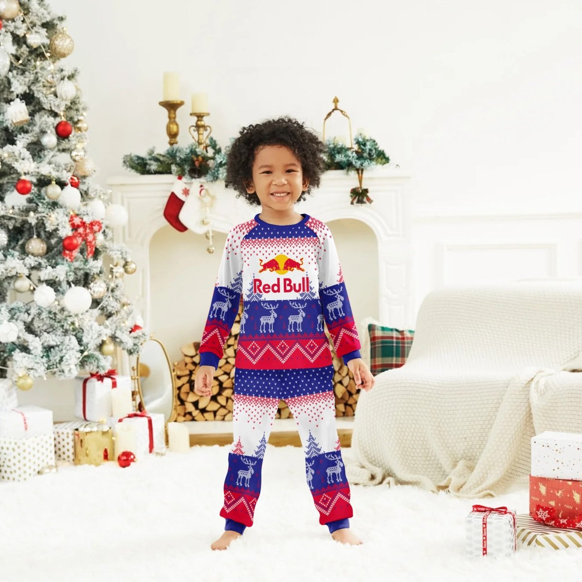 Red Bull Winter Reindeer Family Pajamas Set - Flexiquor.com