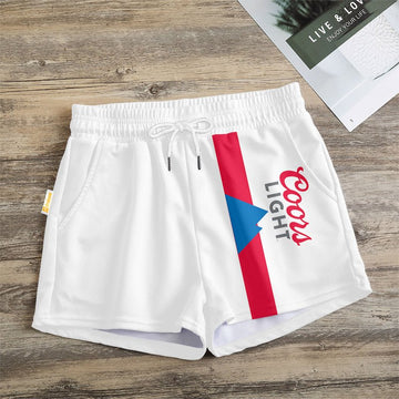 Red Stripe Coors Light Women's Casual Shorts - Flexiquor.com