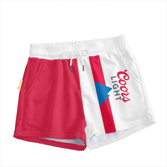 Red White Coors Light Women's Casual Shorts - Flexiquor.com