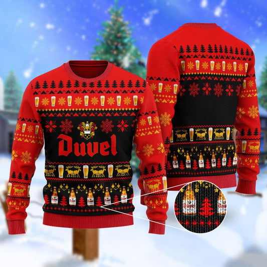 Christmas Scenes With Duvel Beer Ugly Sweater