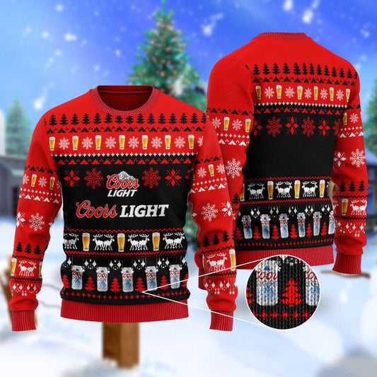Christmas Scenes With Coors Light Beer Ugly Sweater
