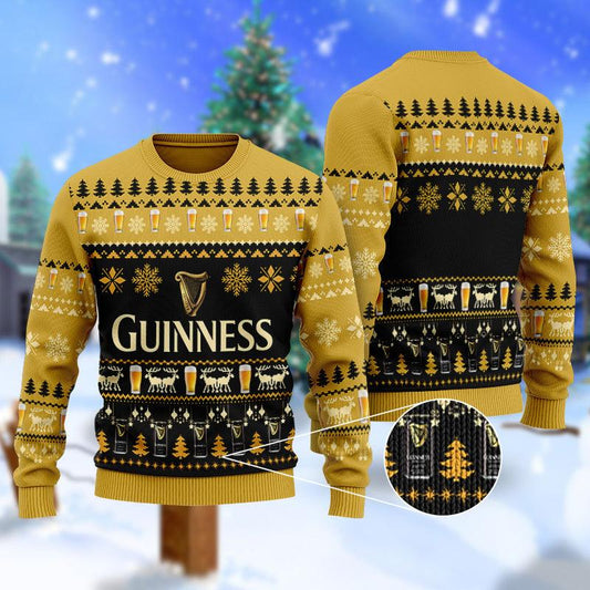 Christmas Scenes With Guinness Beer Ugly Sweater