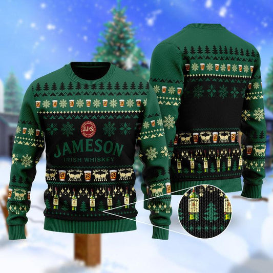Christmas Scenes With Jameson Irish Whiskey Ugly Sweater