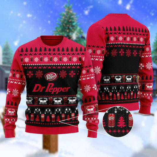 Christmas Scenes With Red Dr Pepper Ugly Sweater