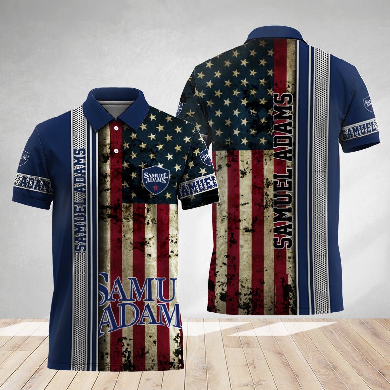 Samuel Adams Stainless Steel American Flag Polo Shirt - Flexiquor.com