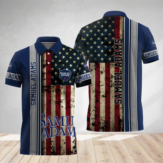 Samuel Adams Stainless Steel American Flag Polo Shirt - Flexiquor.com