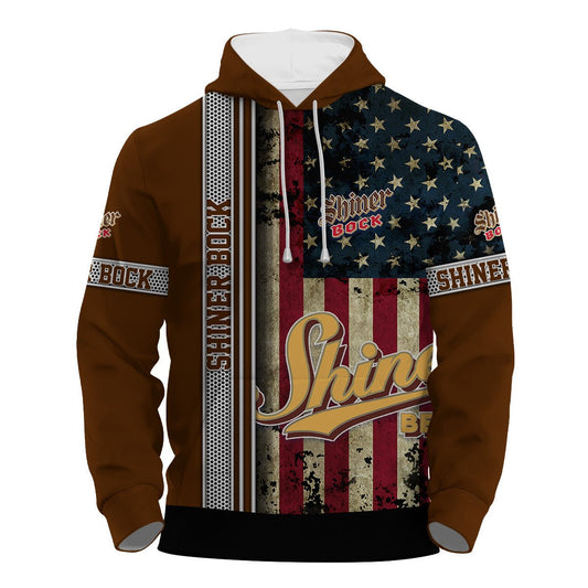 Shiner Bock Stainless Steel American Flag Hoodie & Zip Hoodie - Flexiquor.com