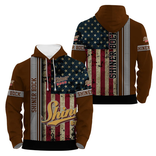 Shiner Bock Stainless Steel American Flag Hoodie & Zip Hoodie - Flexiquor.com