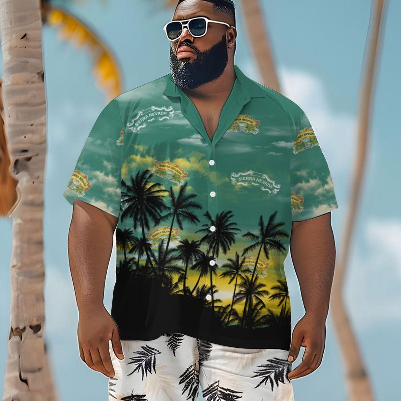 Sierra Nevada Sunset Men's Plus Size Hawaiian Shirt - Flexiquor.com