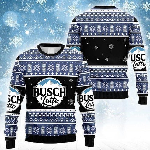 Snowflakes Busch Latte Christmas Ugly Sweater - Flexiquor.com