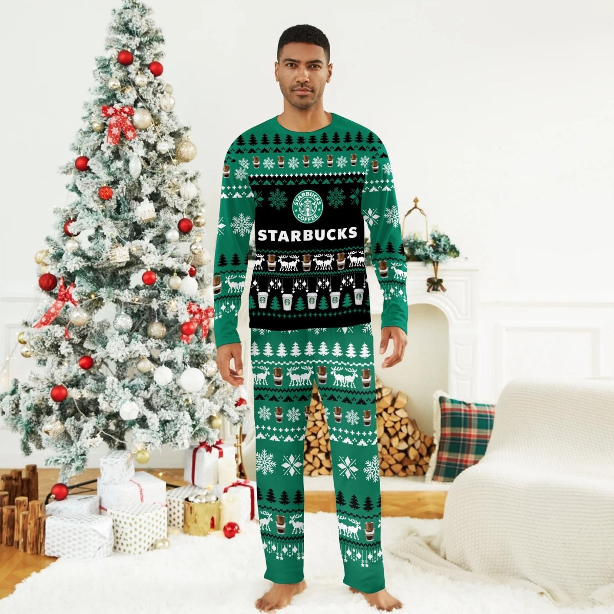 Starbucks Christmas Scenes Family Pajamas Set - Flexiquor.com