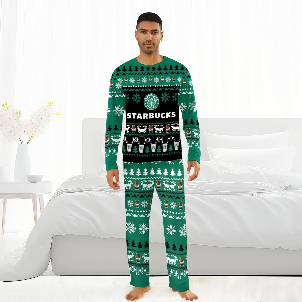 Starbucks Christmas Scenes Family Pajamas Set - Flexiquor.com
