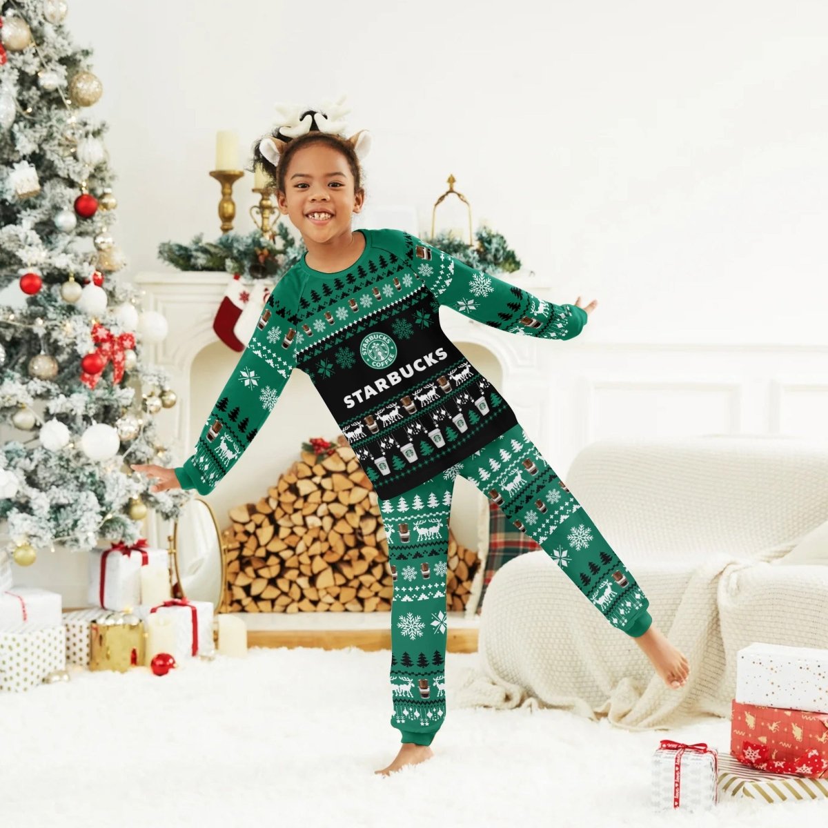 Starbucks Christmas Scenes Family Pajamas Set - Flexiquor.com