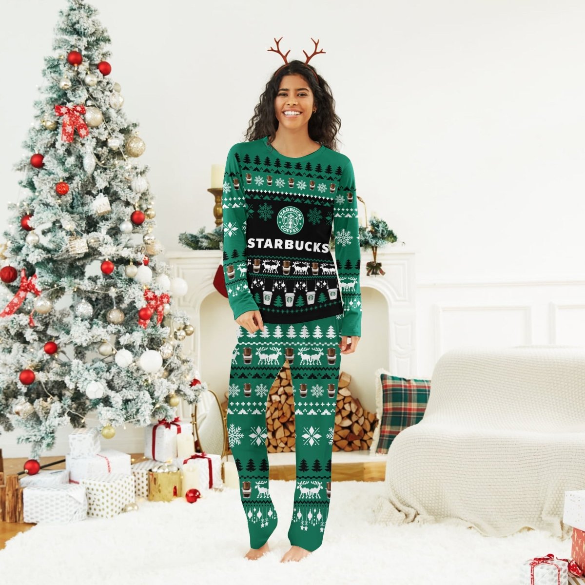 Starbucks Christmas Scenes Family Pajamas Set - Flexiquor.com