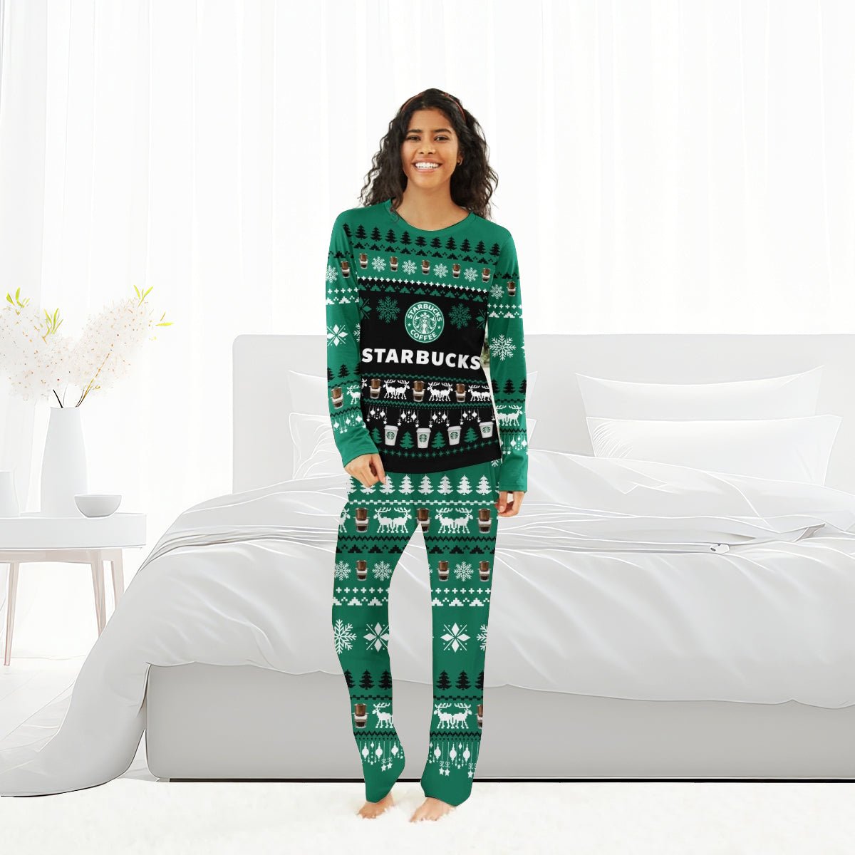 Starbucks Christmas Scenes Family Pajamas Set - Flexiquor.com