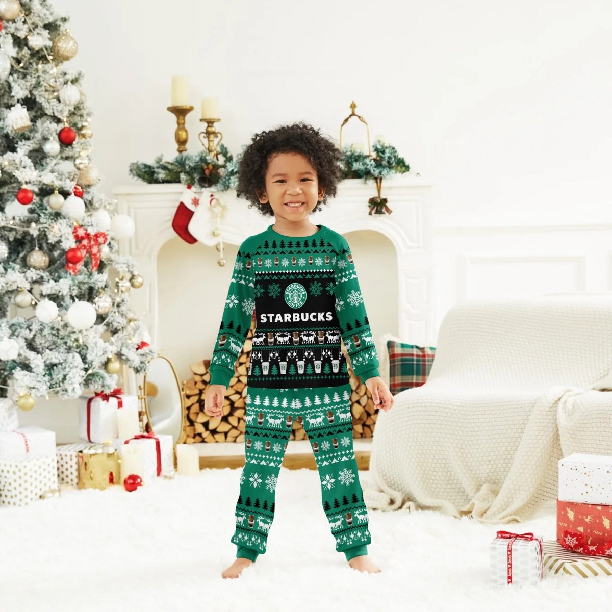 Starbucks Christmas Scenes Family Pajamas Set - Flexiquor.com