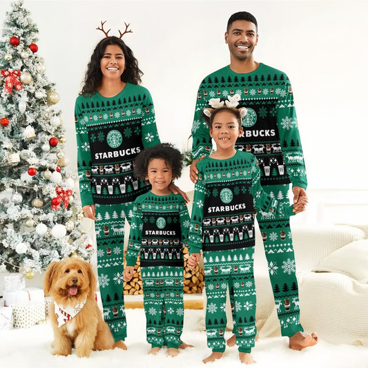 Starbucks Christmas Scenes Family Pajamas Set - Flexiquor.com