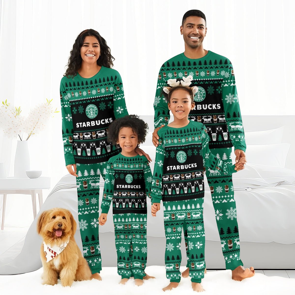 Starbucks Christmas Scenes Family Pajamas Set - Flexiquor.com