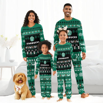 Starbucks Christmas Scenes Family Pajamas Set - Flexiquor.com