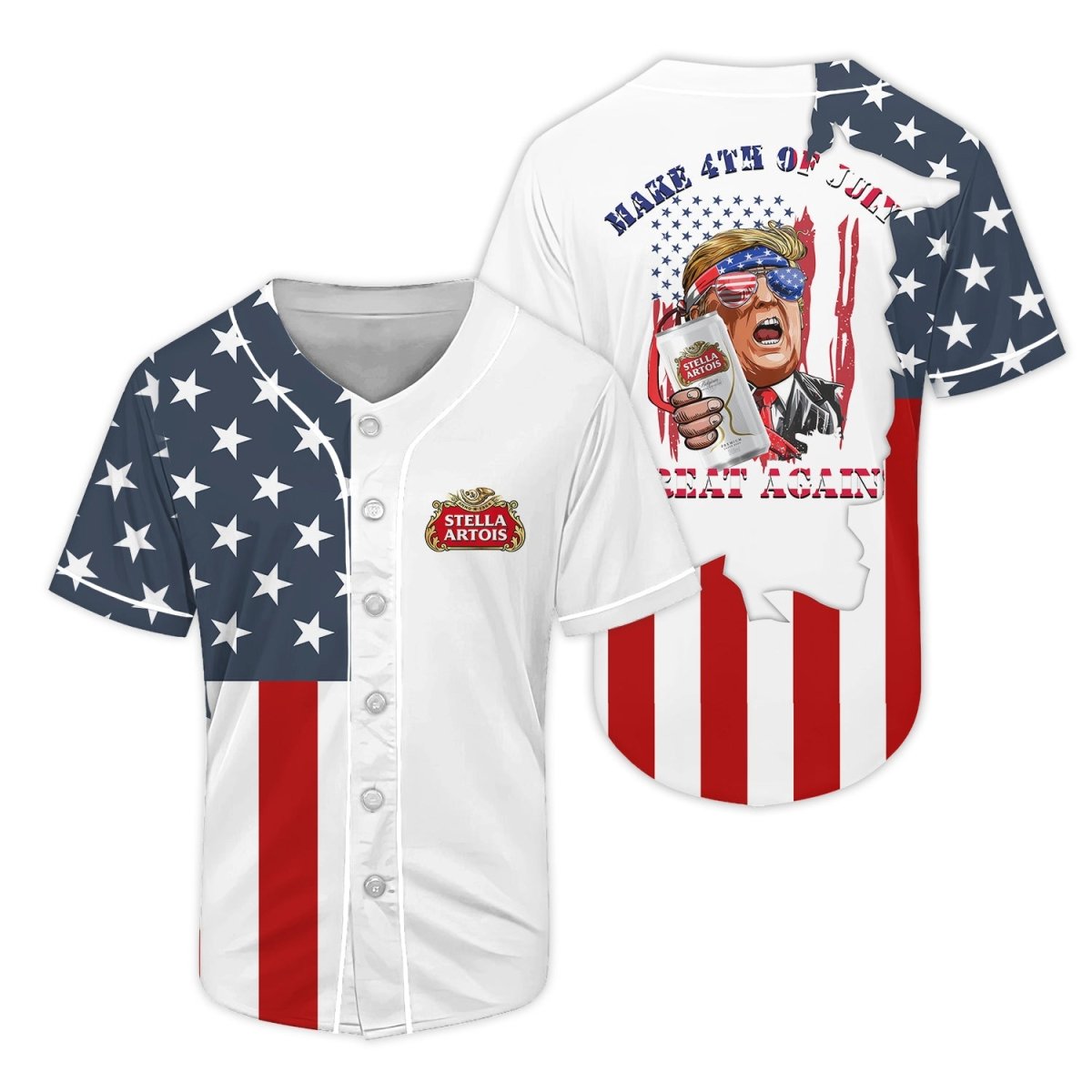 Stella Artois Donald Trump Independence Day Baseball Jersey - Flexiquor.com