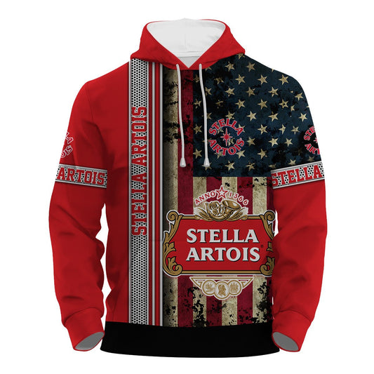 Stella Artois Stainless Steel American Flag Hoodie & Zip Hoodie - Flexiquor.com