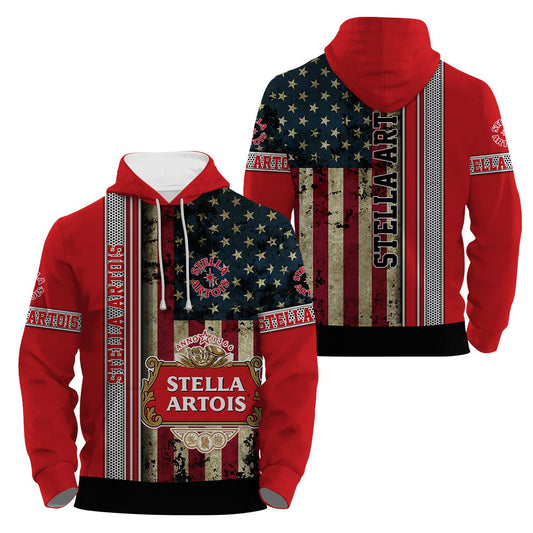 Stella Artois Stainless Steel American Flag Hoodie & Zip Hoodie - Flexiquor.com