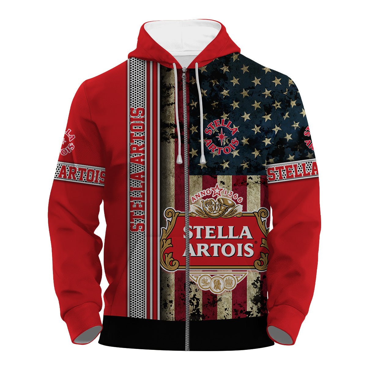 Stella Artois Stainless Steel American Flag Hoodie & Zip Hoodie - Flexiquor.com