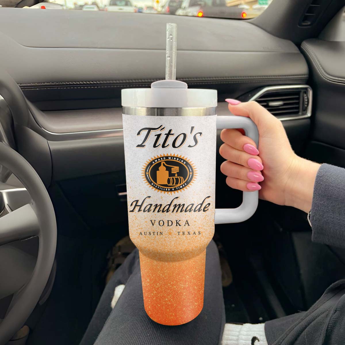 Tito's Cat In The Hat Tumbler With Handle - Flexiquor.com