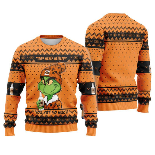 Tito's Make Grinch Happy Ugly Sweater - Flexiquor.com