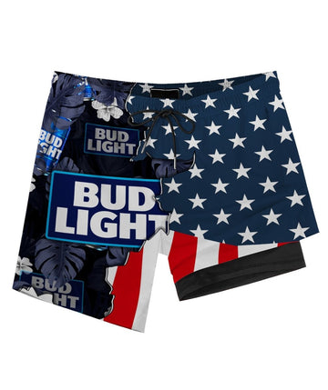 Tropical America Bud Light Compression Liner Swim Trunks - Flexiquor.com