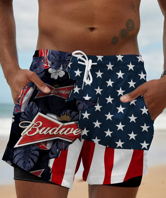 Tropical America Budweiser Compression Liner Swim Trunks - Flexiquor.com