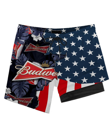 Tropical America Budweiser Compression Liner Swim Trunks - Flexiquor.com