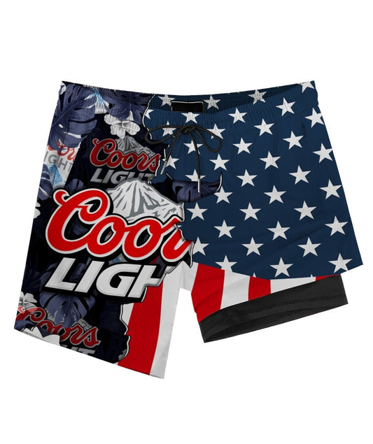 Tropical America Coors Light Compression Liner Swim Trunks - Flexiquor.com