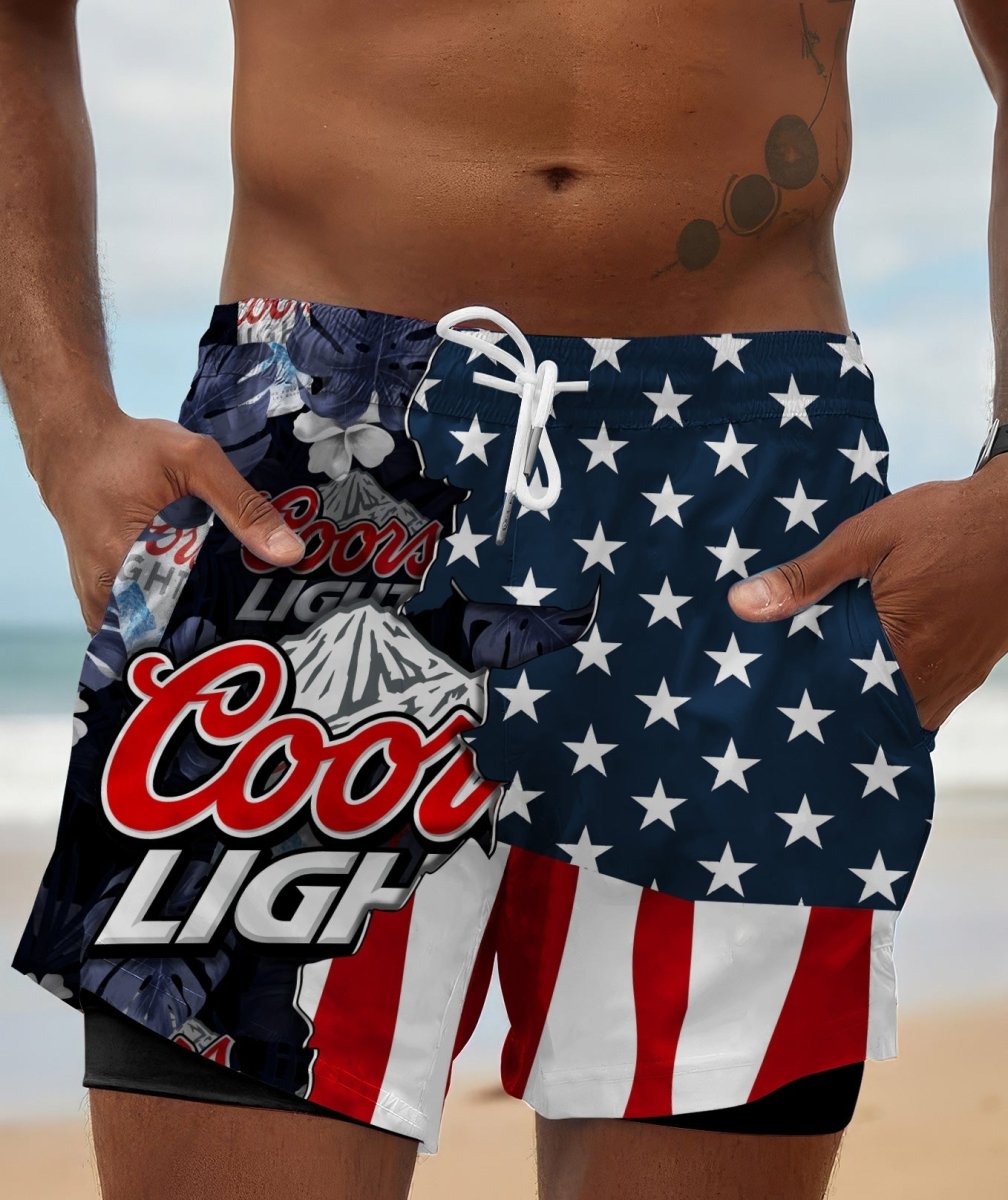 Tropical America Coors Light Compression Liner Swim Trunks - Flexiquor.com