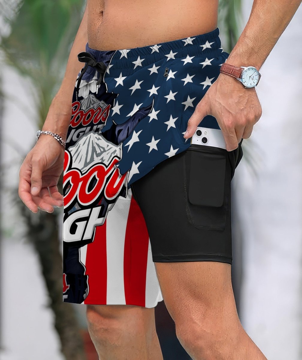 Tropical America Coors Light Compression Liner Swim Trunks - Flexiquor.com