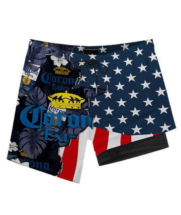 Tropical America Corona Extra Compression Liner Swim Trunks - Flexiquor.com