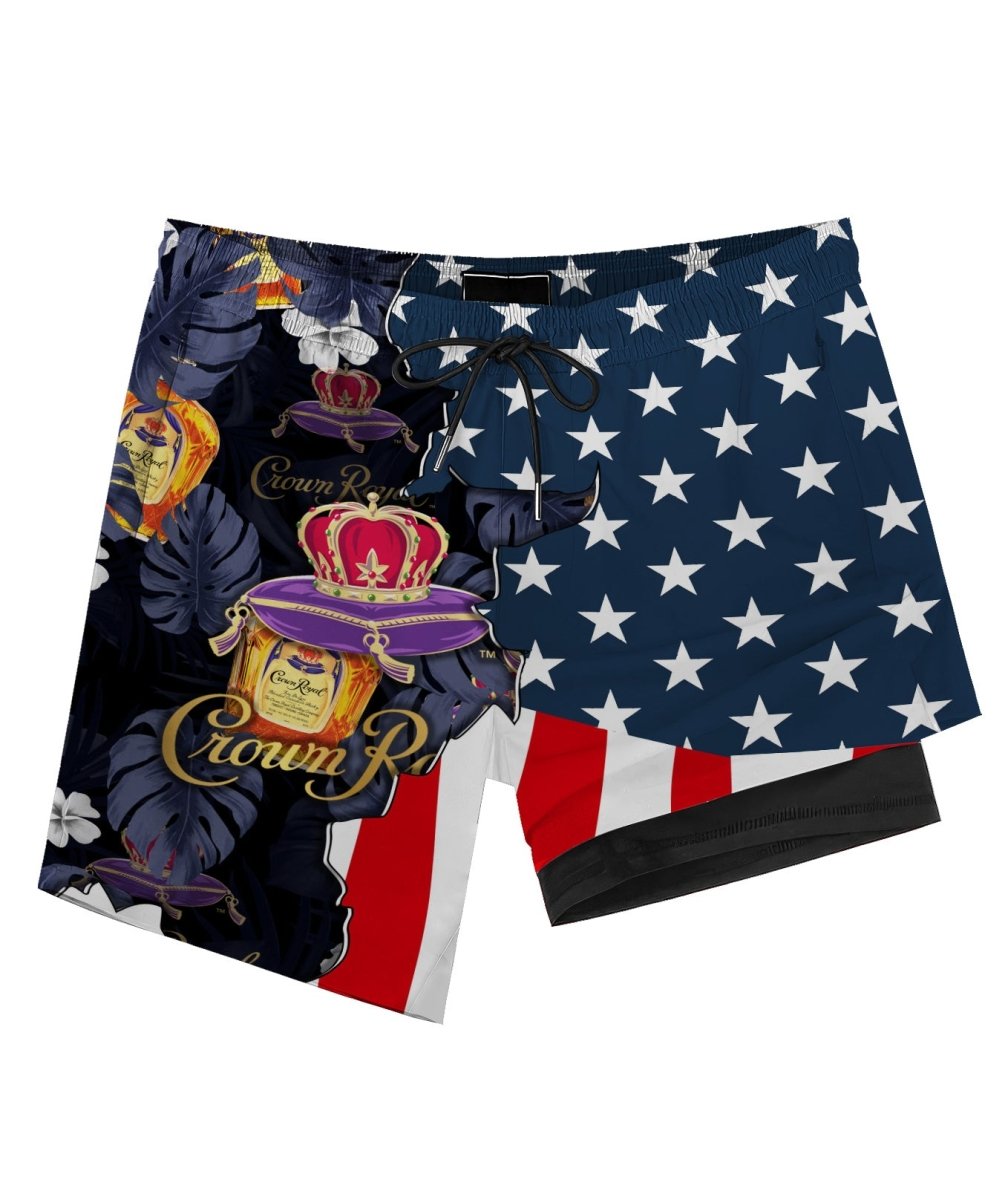 Tropical America Crown Royal Compression Liner Swim Trunks - Flexiquor.com