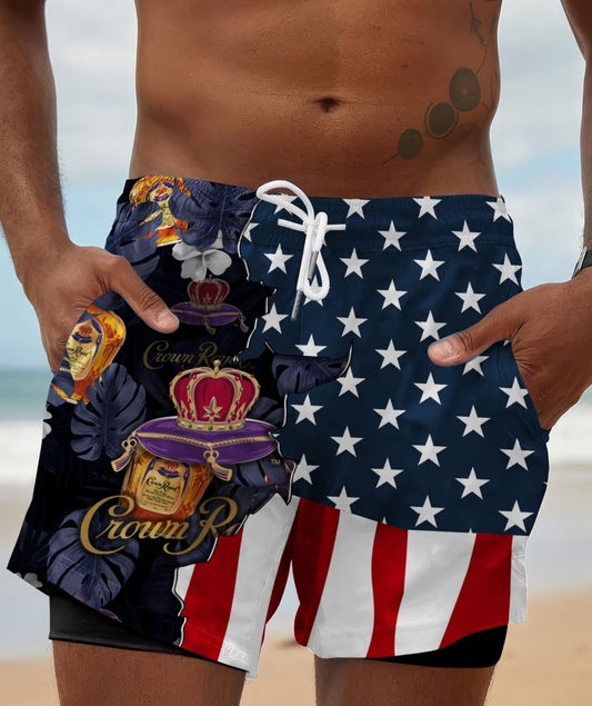 Tropical America Crown Royal Compression Liner Swim Trunks - Flexiquor.com