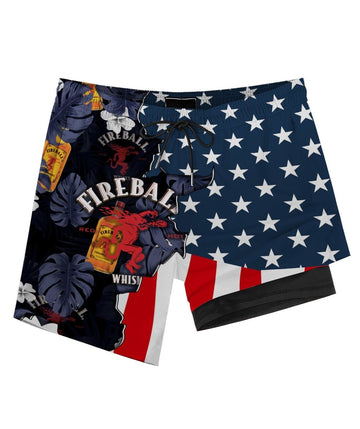 Tropical America Fireball Compression Liner Swim Trunks - Flexiquor.com