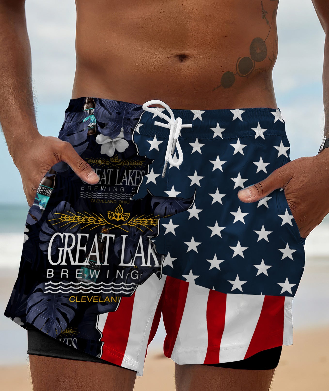Tropical America Great Lakes Compression Liner Swim Trunks