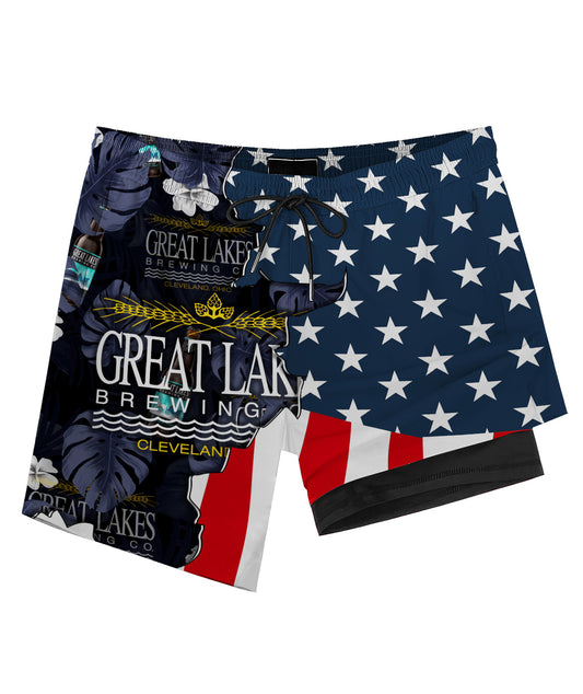 Tropical America Great Lakes Compression Liner Swim Trunks