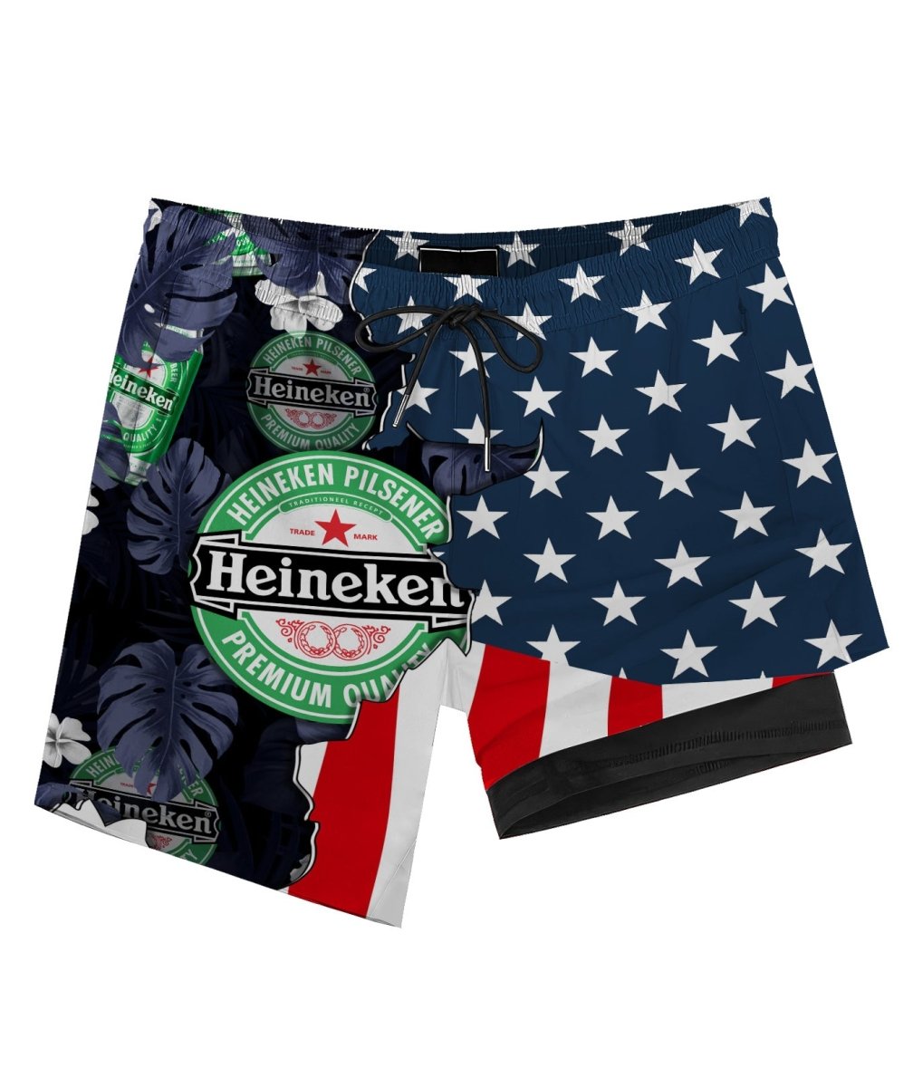 Tropical America Heineken Compression Liner Swim Trunks - Flexiquor.com