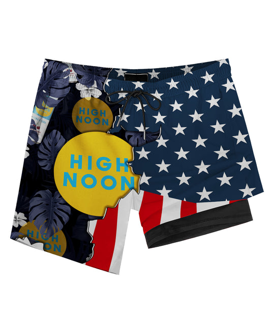 Tropical America High Noon Compression Liner Swim Trunks