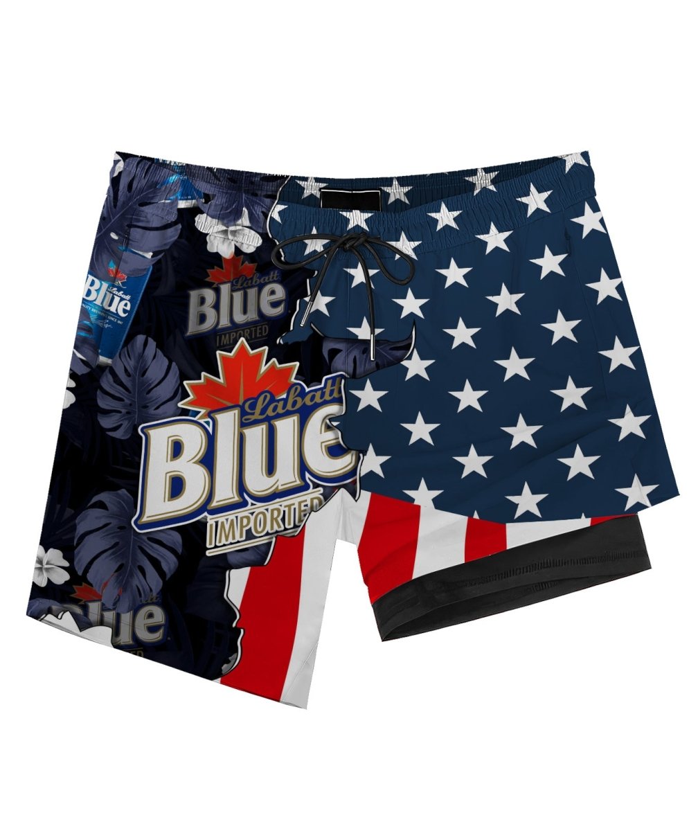 Tropical America Labatt Blue Compression Liner Swim Trunks - Flexiquor.com