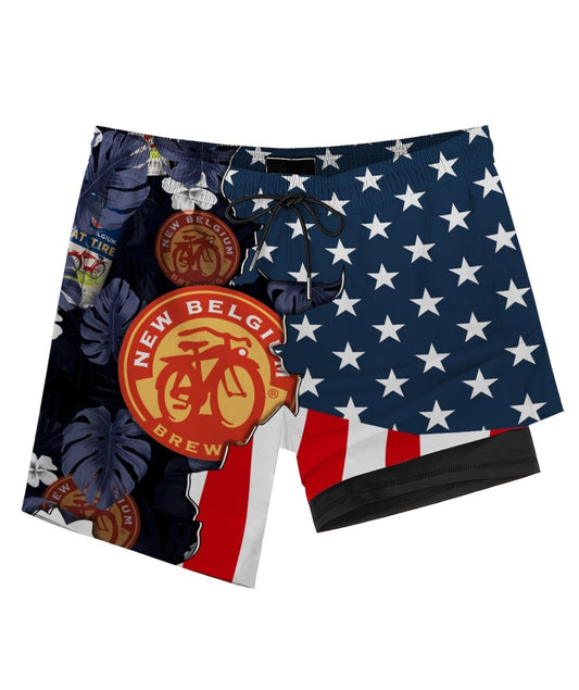 Tropical America New Belgium Compression Liner Swim Trunks - Flexiquor.com